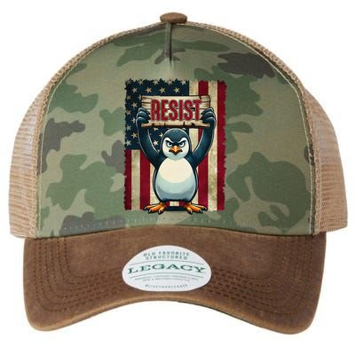 Penguin Resist Penguins Protest Against Tariffs Legacy Tie Dye Trucker Hat