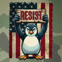 Penguin Resist Penguins Protest Against Tariffs Legacy Tie Dye Trucker Hat