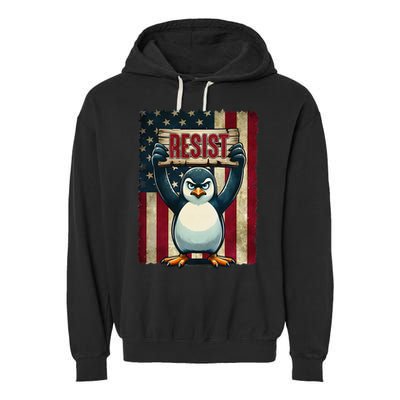 Penguin Resist Penguins Protest Against Tariffs Garment-Dyed Fleece Hoodie