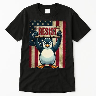 Penguin Resist Penguins Protest Against Tariffs Tall T-Shirt