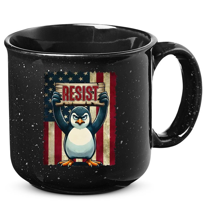 Penguin Resist Penguins Protest Against Tariffs 15oz Campfire Ceramic Mug