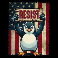 Penguin Resist Penguins Protest Against Tariffs Drawstring Bag