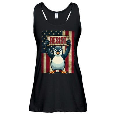Penguin Resist Penguins Protest Against Tariffs Ladies Essential Flowy Tank