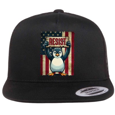 Penguin Resist Penguins Protest Against Tariffs Flatbill Hat