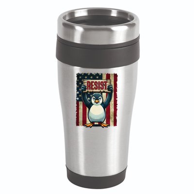 Penguin Resist Penguins Protest Against Tariffs 16oz Travel Tumbler