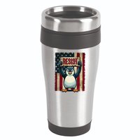 Penguin Resist Penguins Protest Against Tariffs 16oz Travel Tumbler
