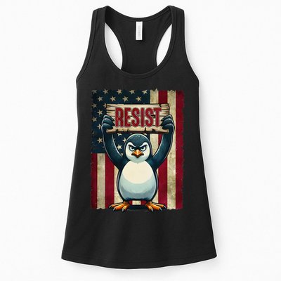 Penguin Resist Penguins Protest Against Tariffs Womens Tank Top