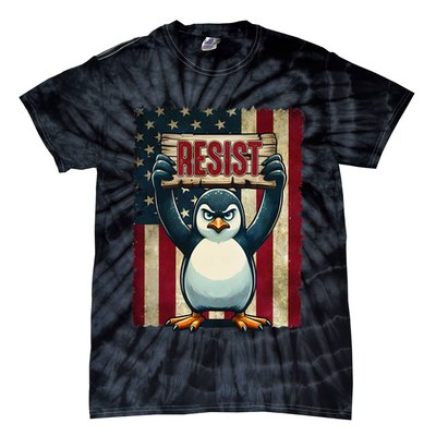Penguin Resist Penguins Protest Against Tariffs Tie-Dye T-Shirt