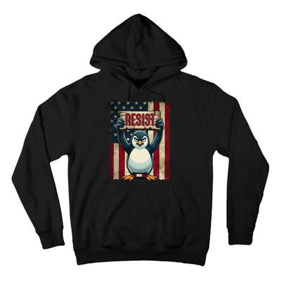 Penguin Resist Penguins Protest Against Tariffs Tall Hoodie