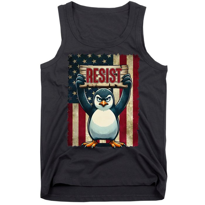 Penguin Resist Penguins Protest Against Tariffs Tank Top