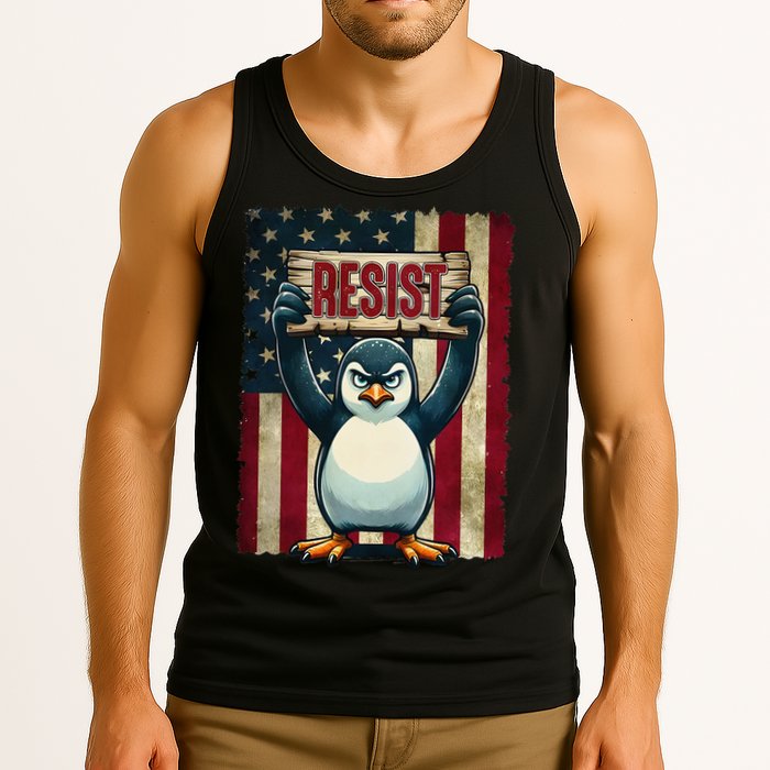Penguin Resist Penguins Protest Against Tariffs Tank Top