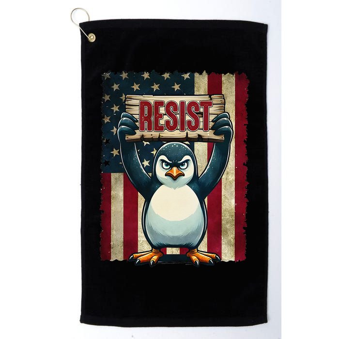 Penguin Resist Penguins Protest Against Tariffs Golf Towel