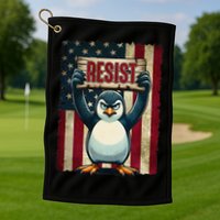 Penguin Resist Penguins Protest Against Tariffs Golf Towel