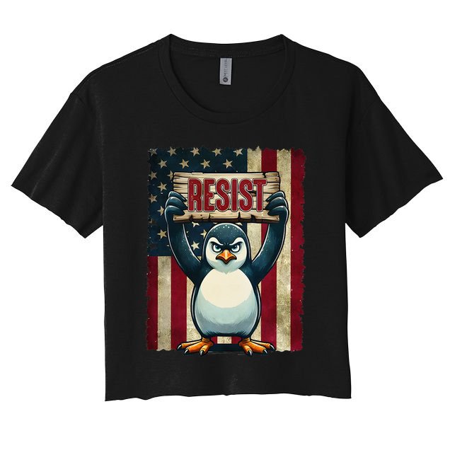 Penguin Resist Penguins Protest Against Tariffs Crop Top