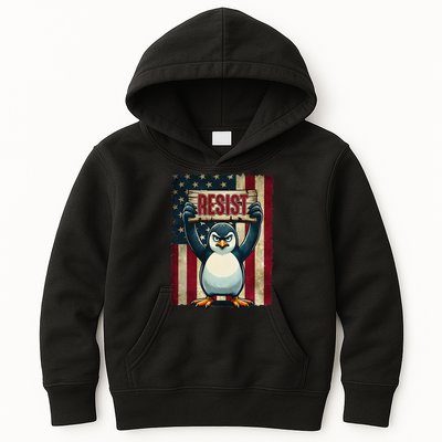 Penguin Resist Penguins Protest Against Tariffs Kids Hoodie