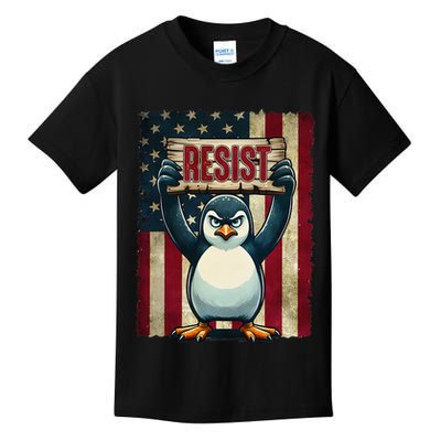Penguin Resist Penguins Protest Against Tariffs Kids T-Shirt