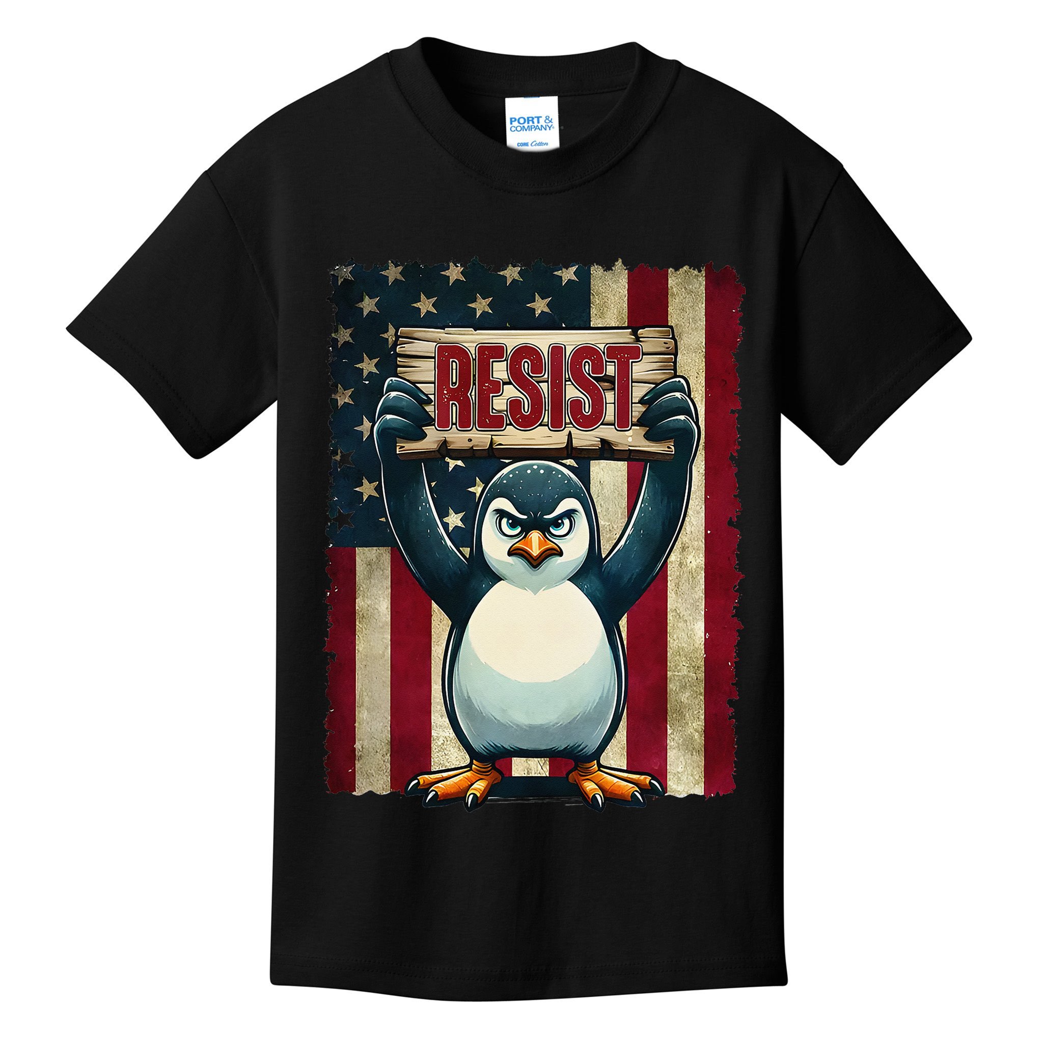 Penguin Resist Penguins Protest Against Tariffs Kids T-Shirt
