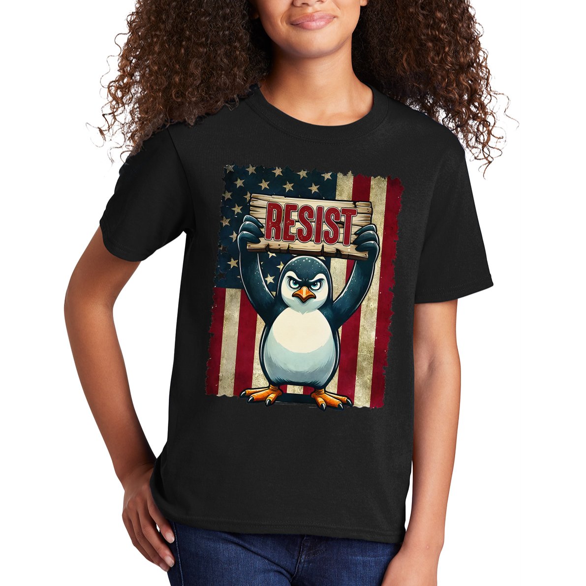 Penguin Resist Penguins Protest Against Tariffs Kids T-Shirt
