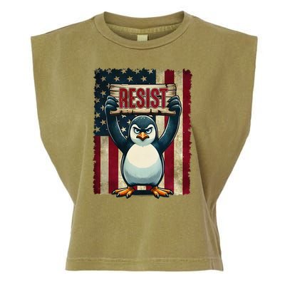 Penguin Resist Penguins Protest Against Tariffs Garment-Dyed Women's Muscle Tee