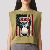 Penguin Resist Penguins Protest Against Tariffs Garment-Dyed Women's Muscle Tee
