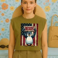 Penguin Resist Penguins Protest Against Tariffs Garment-Dyed Women's Muscle Tee