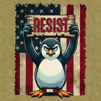 Penguin Resist Penguins Protest Against Tariffs Garment-Dyed Women's Muscle Tee