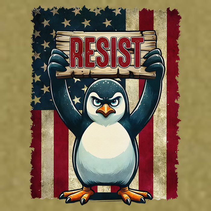 Penguin Resist Penguins Protest Against Tariffs Garment-Dyed Women's Muscle Tee