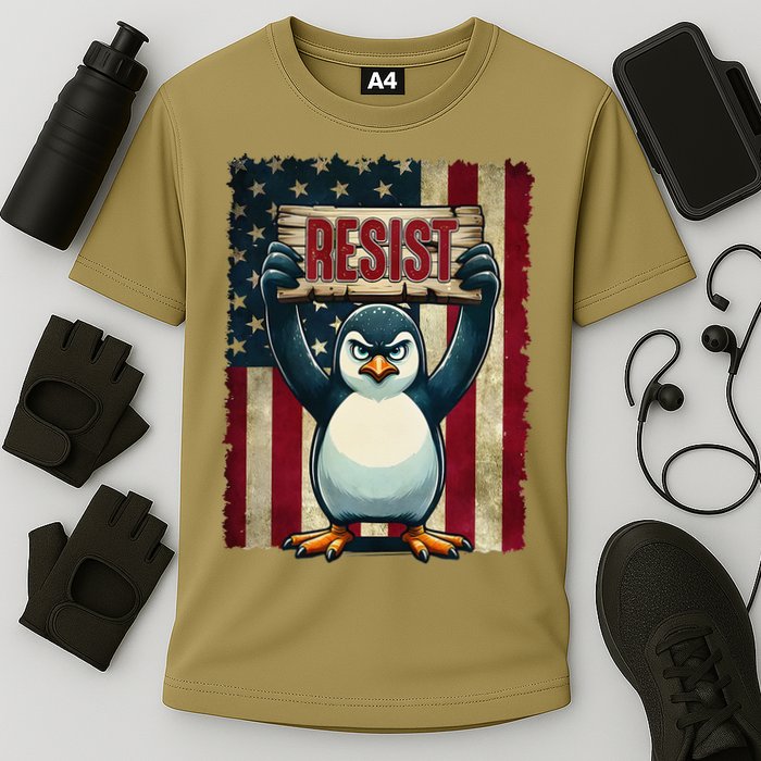 Penguin Resist Penguins Protest Against Tariffs Performance Shirt