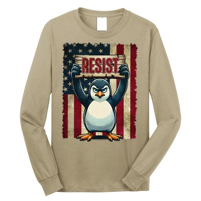 Penguin Resist Penguins Protest Against Tariffs Long Sleeve Shirt
