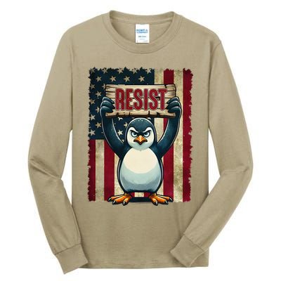 Penguin Resist Penguins Protest Against Tariffs Tall Long Sleeve T-Shirt