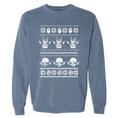 Punk Rock Party Design Ugly Holiday Christmas Print Gift Garment-Dyed Sweatshirt