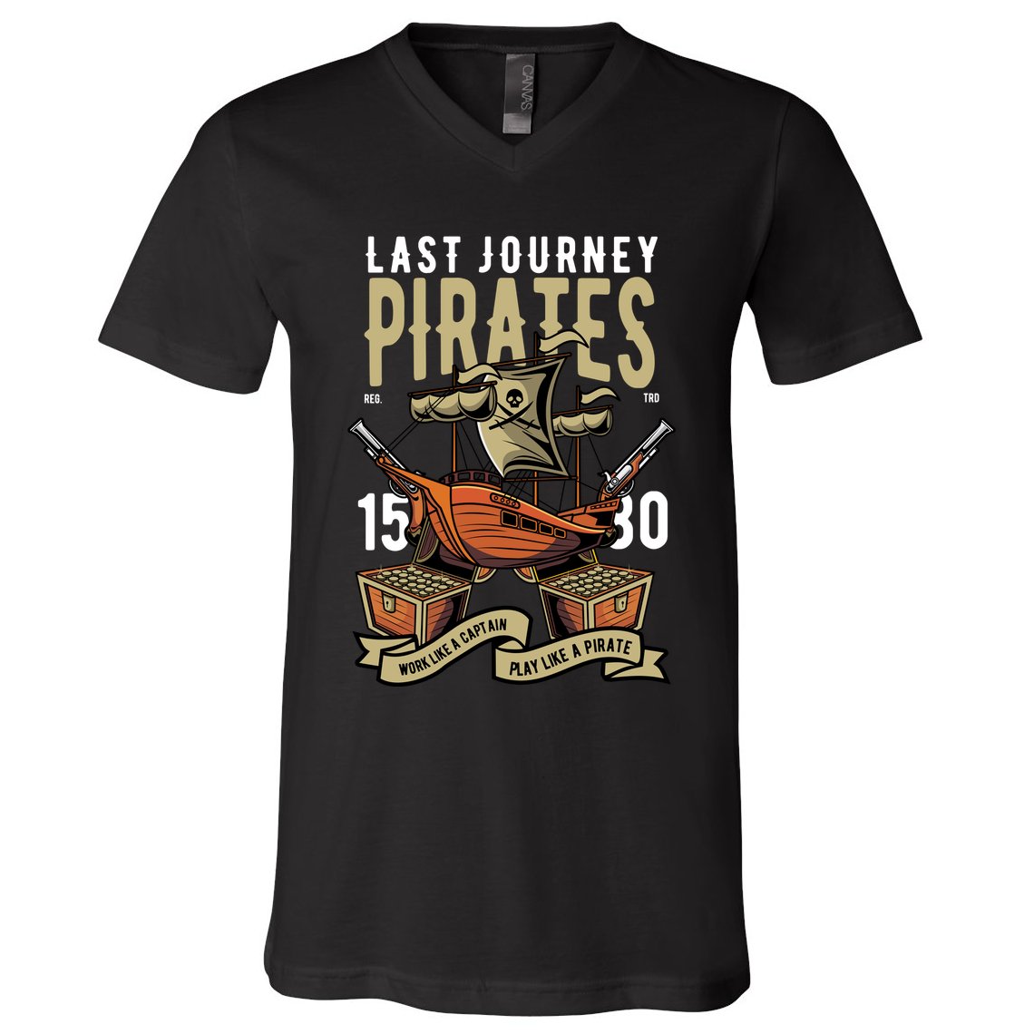 Pirates Retro V-Neck T-Shirt