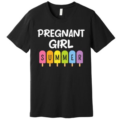 Pregnancy Reveal Pregnant Summer Baby Shower Premium T-Shirt