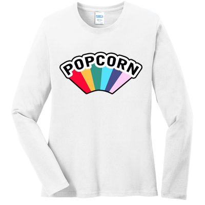 Popcorn Rainbow Ladies Long Sleeve Shirt