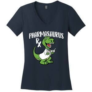 Pharmasaurus Rx Pharmacist Pharmacy Technician Apothecary Women's V-Neck T-Shirt