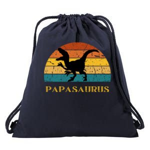 Papasaurus Retro Drawstring Bag