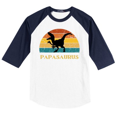 Papasaurus Retro Baseball Sleeve Shirt