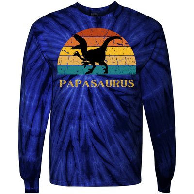 Papasaurus Retro Tie-Dye Long Sleeve Shirt