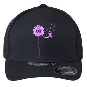 Purple Ribbon Pancreatic Cancer Awareness Flexfit Unipanel Trucker Cap