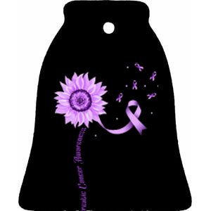 Purple Ribbon Pancreatic Cancer Awareness Ceramic Bell Ornament