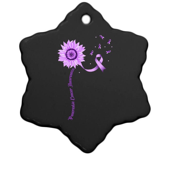 Purple Ribbon Pancreatic Cancer Awareness Ceramic Star Ornament