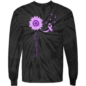 Purple Ribbon Pancreatic Cancer Awareness Tie-Dye Long Sleeve Shirt