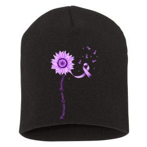 Purple Ribbon Pancreatic Cancer Awareness Short Acrylic Beanie