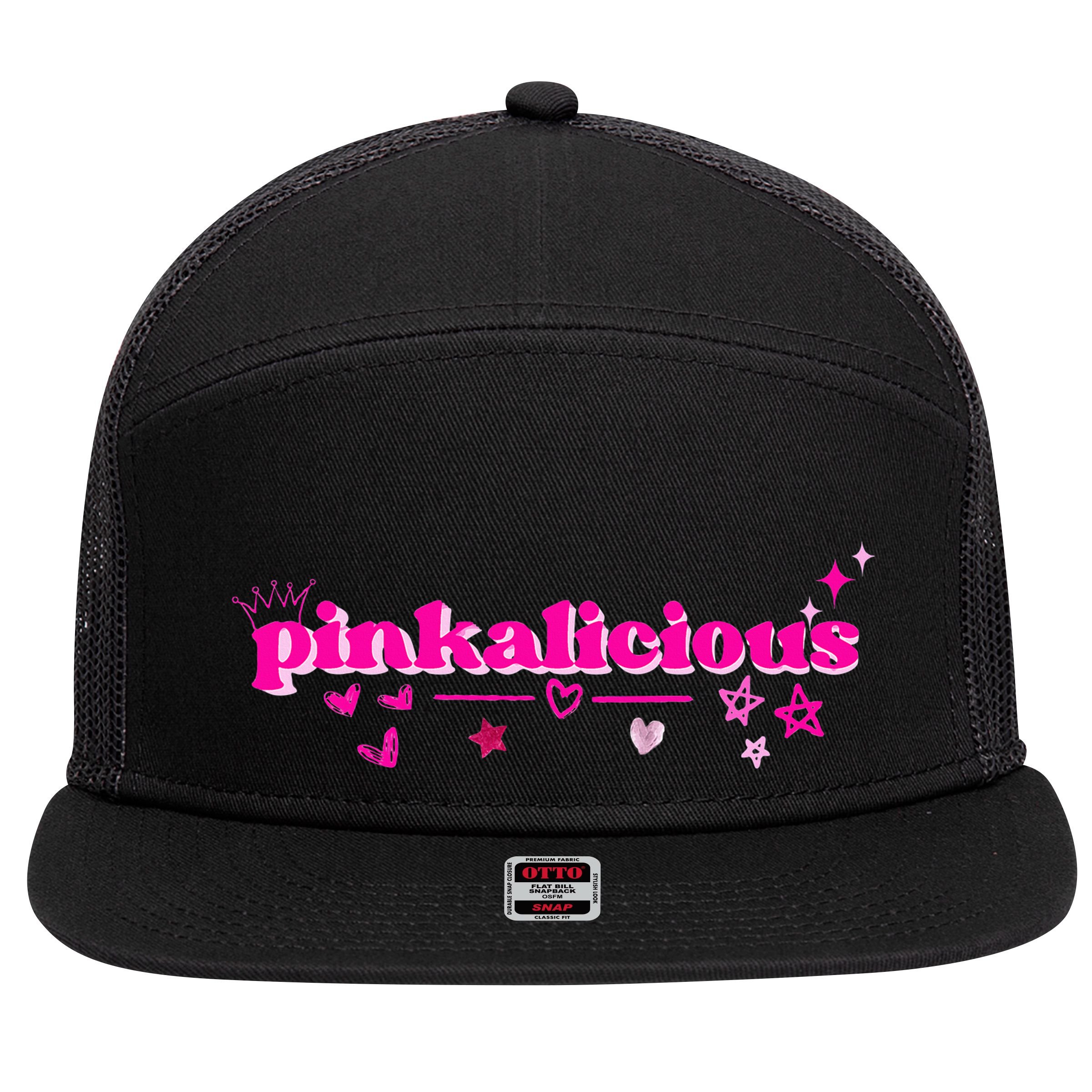 Pinkalicious retro pink heart and stars 7 Panel Mesh Trucker Snapback Hat