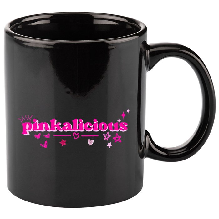 Pinkalicious retro pink heart and stars 11oz C Handle Ceramic Mug
