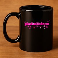 Pinkalicious retro pink heart and stars 11oz C Handle Ceramic Mug