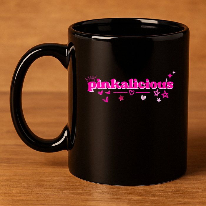 Pinkalicious retro pink heart and stars 11oz C Handle Ceramic Mug