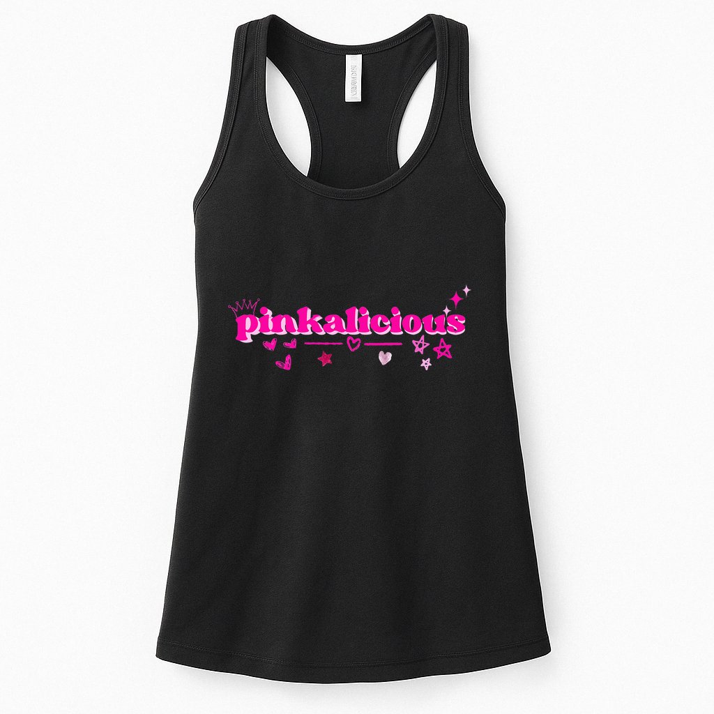 Pinkalicious retro pink heart and stars Womens Tank Top
