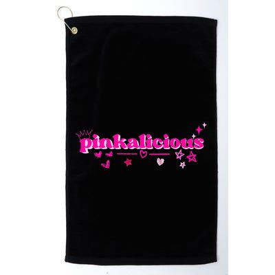 Pinkalicious retro pink heart and stars Golf Towel