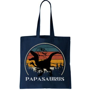 Papasaurus Retro Tote Bag